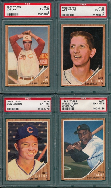 1962 Topps (8) Card Lot PSA 6 W/ #376 Daly  