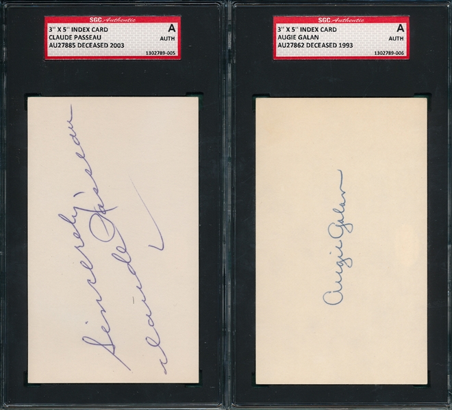 Lot of (18) Autographed Index Cards W/ Monte Pearson & J C Martin SGC