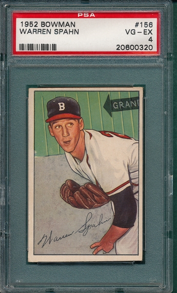 1952 Bowman #156 Warren Spahn PSA 4