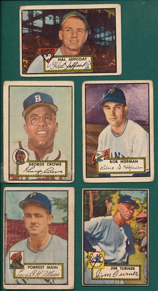 1952 Topps Lot of (5) High Numbers W/ Jeffcoat