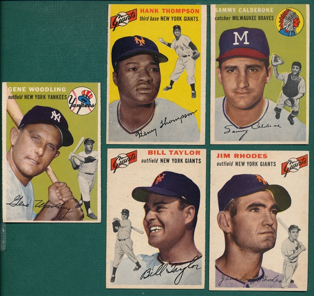 1954 Topps Lot of (5) W/ Woodling *Crease Free*