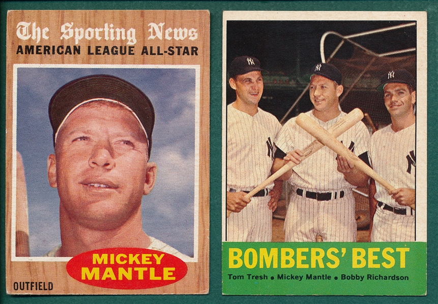 1962/63 Topps Lot of (2) Mickey Mantles
