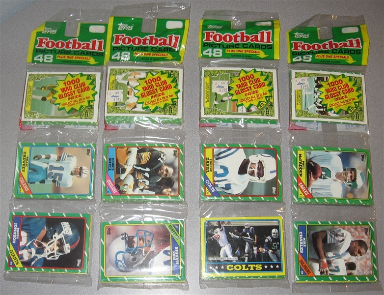 1986 Topps FB Lot of (4) Rack Packs, *Possible Jerry Rice Rookie*