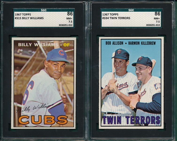 1967 Topps #315 Billy Williams & #334 Twin Terrors Lot of (2) SGC 86