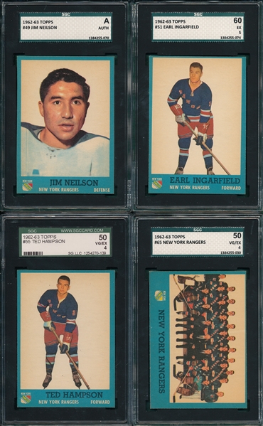 1962-63 Topps HCKY Lot of (10) W/ Pilote SGC 