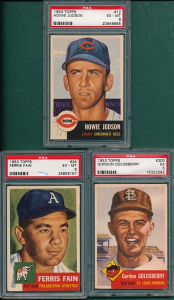 1953 Topps #12, #24 & #200 Lot of (3) W/ Judson PSA 6
