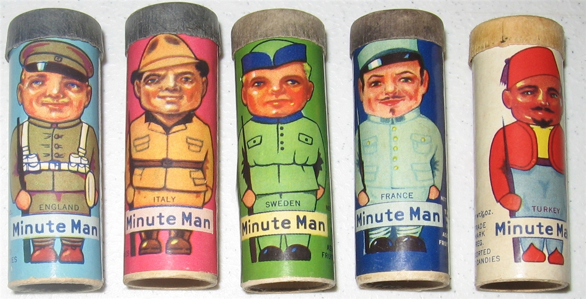 1930s R43 Minute Man Candy Cylinders, American Mint Co. Lot of (5)