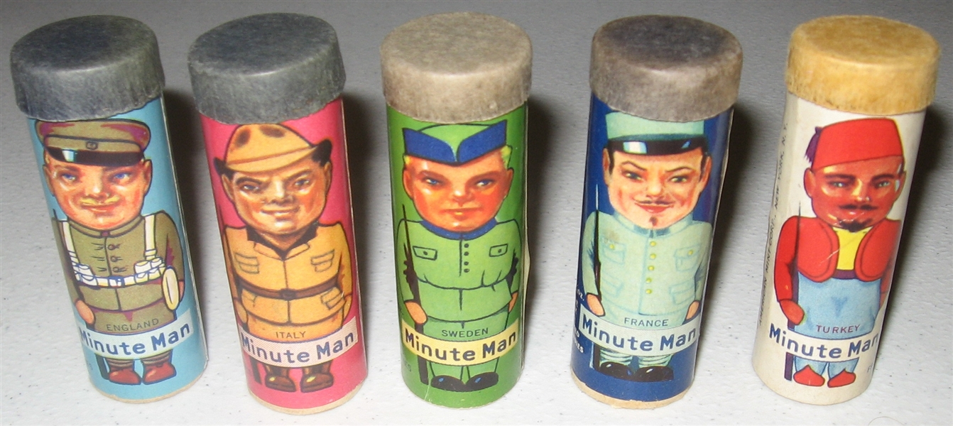 1930s R43 Minute Man Candy Cylinders, American Mint Co. Lot of (5)