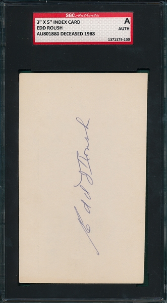 Lot of (17) Autographed Index Card W/ Edd Rousch, SGC Authentic
