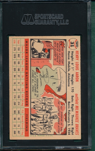 1956 Topps #31 Hank Aaron SGC 80