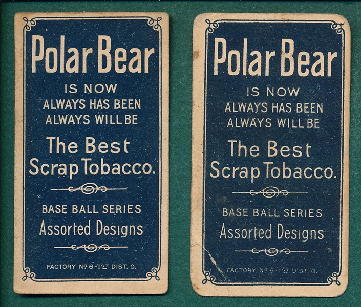 1909-1911 T206 Beck & Herzog, Boston Polar Bear Cigarettes (2) Card Lot