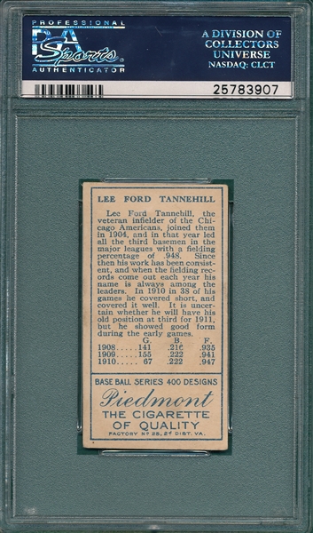 1911 T205 Tannehill Piedmont Cigarettes PSA 4