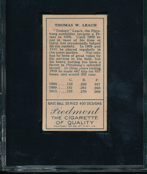 1911 T205 Leach Piedmont Cigarettes SGC 50