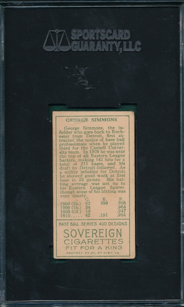 1911 T205 Simmons Sovereign Cigarettes SGC 55