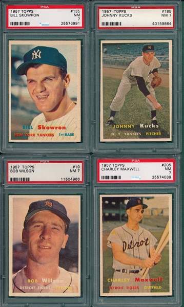 1957 Topps (4) Card Lot W/ Skowron PSA 7