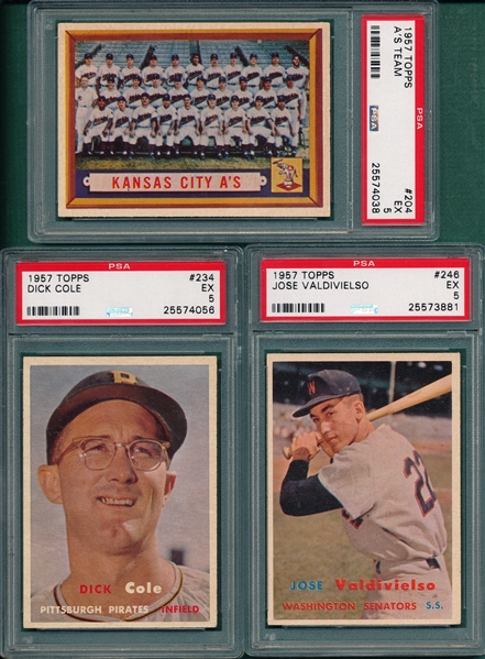 1957 Topps (9) Card Lot W/ Giants Team PSA 5