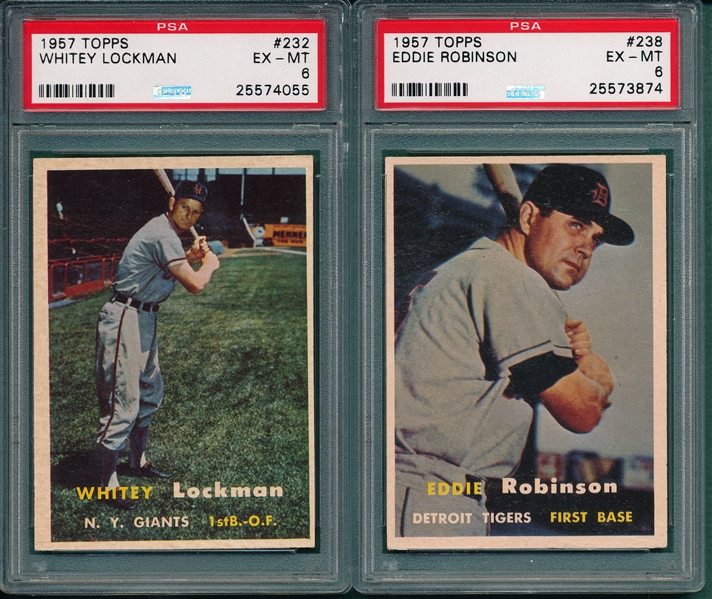 1957 Topps (10) Card Lot W/ #232 Lockman PSA 6