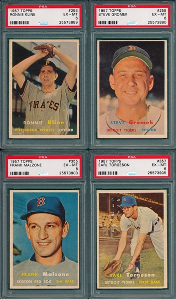 1957 Topps (10) Card Lot W/ #232 Lockman PSA 6