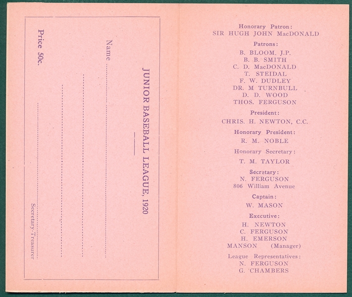 1920 Rovers Junior League Membership Card Jack Barry