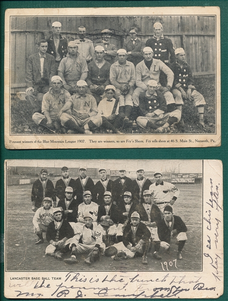 1907 Lancaster Baseball Postcards Lot of (2)