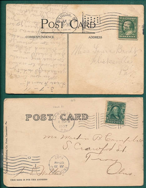 1907 Lancaster Baseball Postcards Lot of (2)