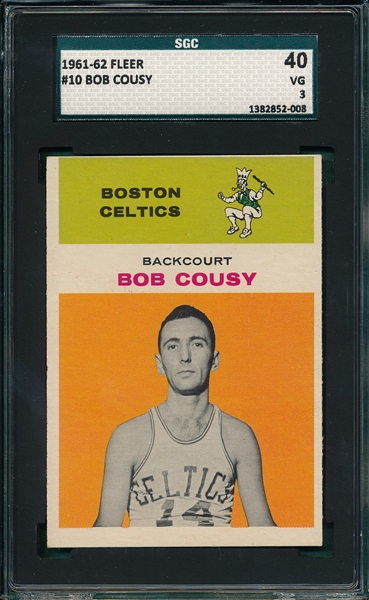 1961-62 Fleer BSKT #10 Bob Cousy SGC 40 *Presents Better