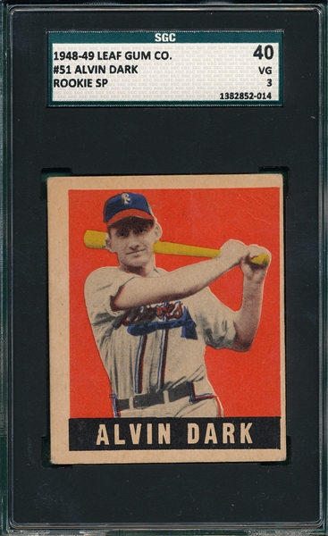 1948-49 Leaf #51 Alvin Dark SGC 40 *SP*