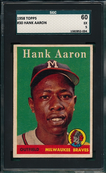 1958 Topps #30 Hank Aaron SGC 60
