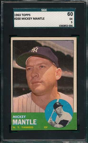 1963 Topps #200 Mickey Mantle SGC 60
