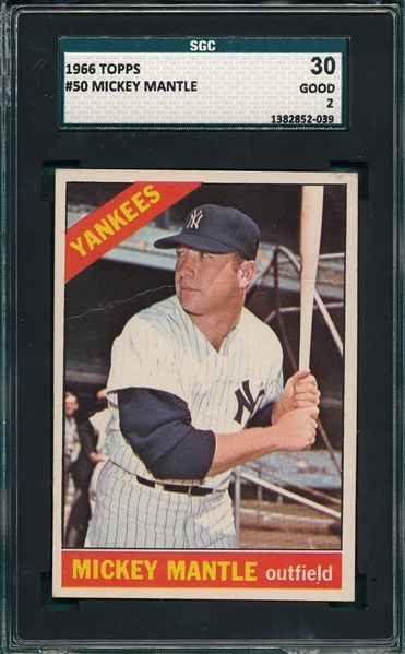 1966 Topps #50 Mickey Mantle SGC 30
