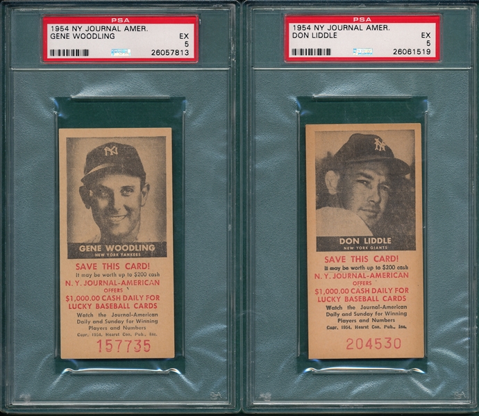 1954 NY Journal American Woodling & Liddle (2) Card Lot PSA 5