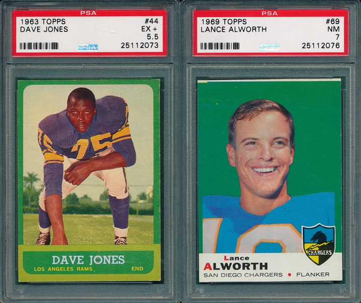 1960-71 Lot of (6) PSA Graded Football Cards W/ Deacon Jones, Rookie