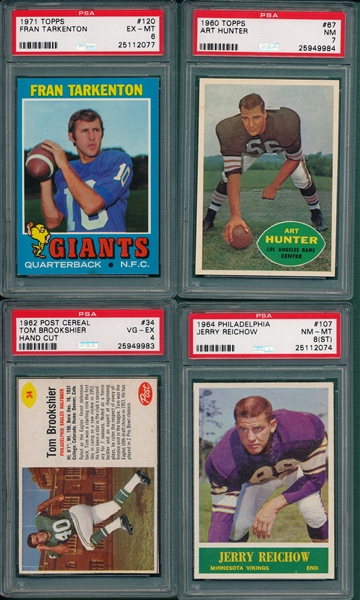 1960-71 Lot of (6) PSA Graded Football Cards W/ Deacon Jones, Rookie