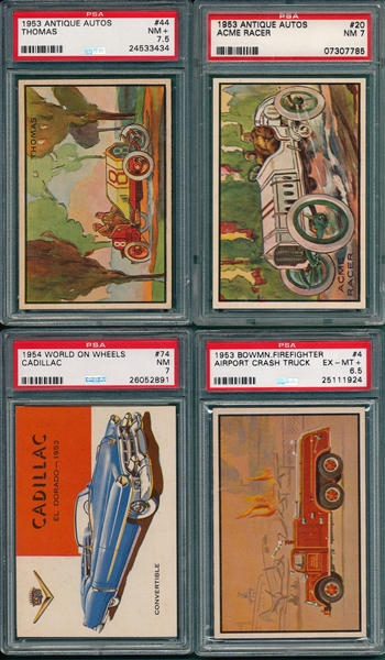1953-65 Lot of (10) Automobile Cards PSA