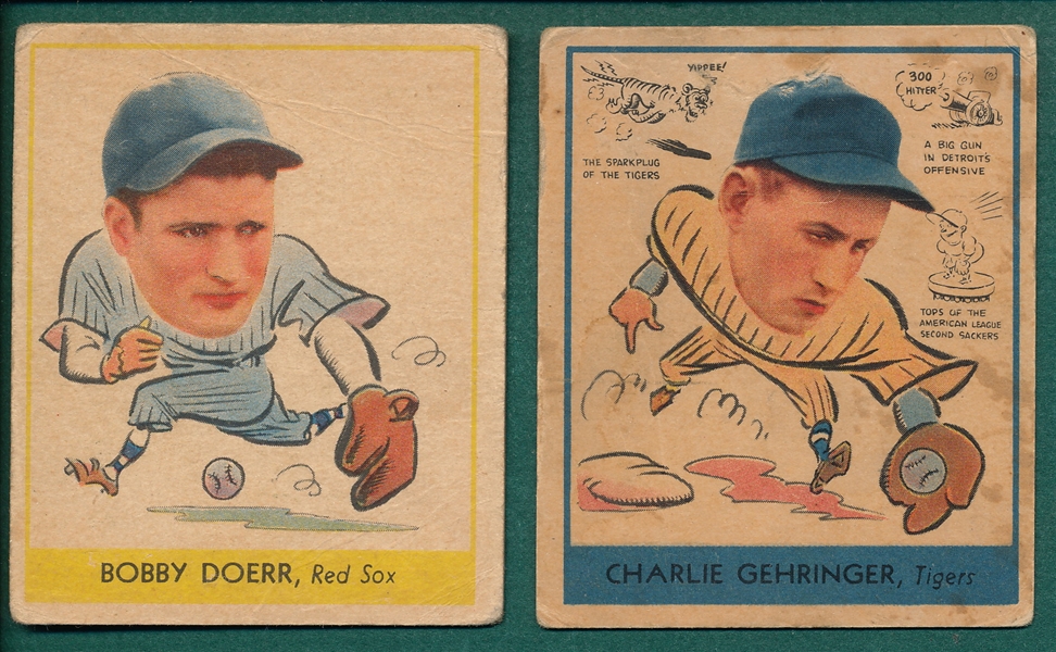 1938 Goudey #258 Doerr & #265 Gehringer (2) Card Lot