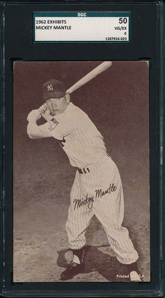 1962 Exhibits Mickey Mantle SGC 50 *Stats on Back*