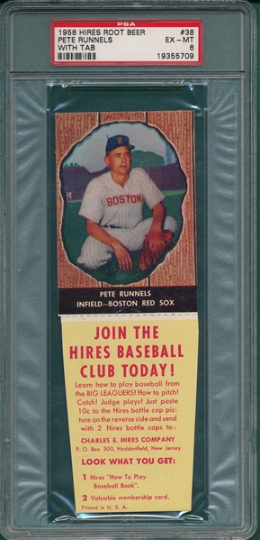 1958 Hires Root Beer #38 Pete Runnels With Tab PSA 6