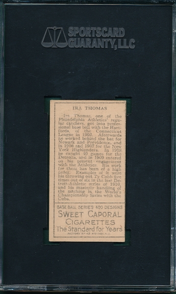 1911 T205 Ira Thomas Sweet Caporal Cigarettes SGC 70