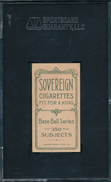 1909-1911 T206 Milligan Sovereign Cigarettes SGC 60