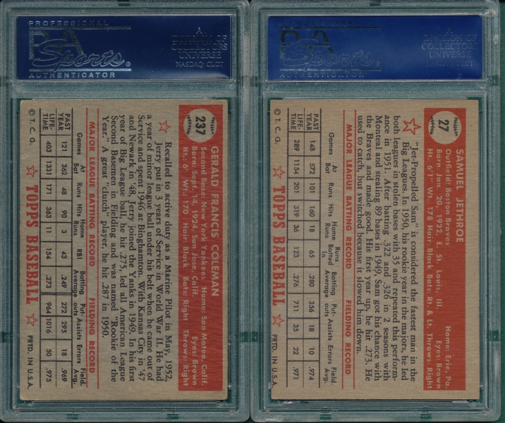 1952 Topps Lot of (6) W/ Jerry Coleman PSA