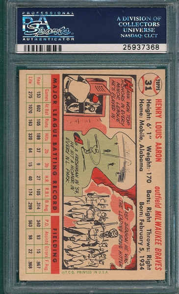 1956 Topps #31 Hank Aaron PSA 7