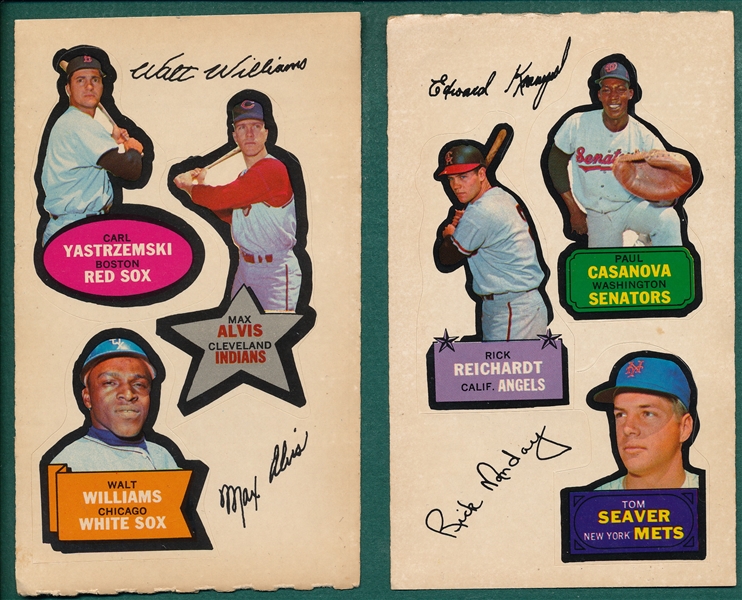 1968 Topps Action All-Star Stickers Lot of (2) W/ Yastrzemski & Seaver