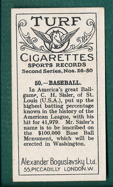 1926 Turf Cigarettes George Sisler