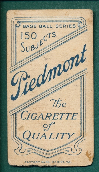 1909-1911 T206 Rube Waddell, Portrait, Piedmont Cigarettes