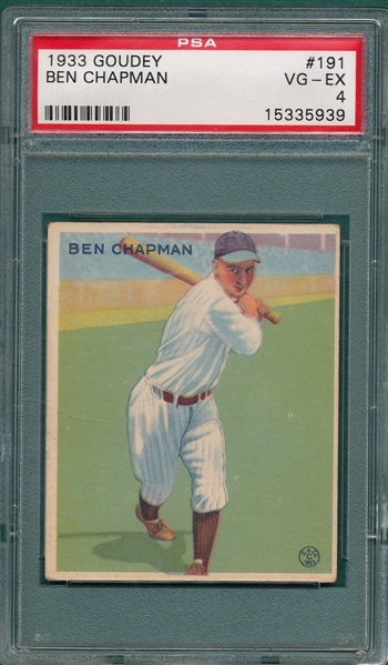 1933 Goudey #191 Ben Chapman PSA 4