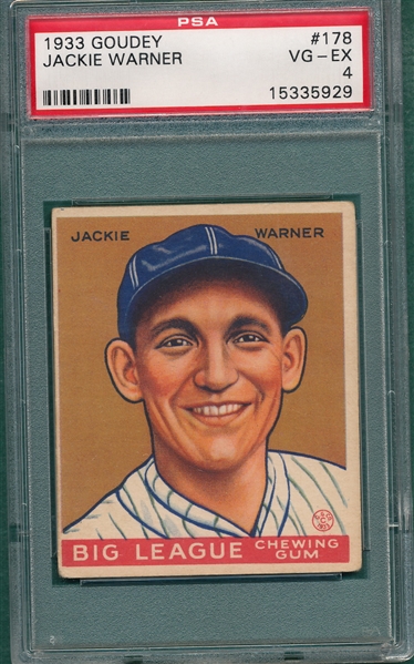 1933 Goudey #178 Jackie Warner PSA 4