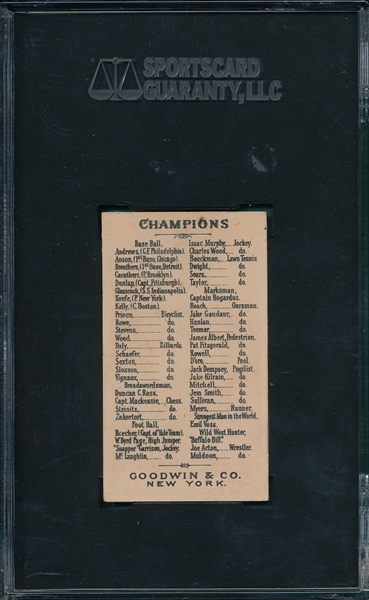 1888 N162 Edward Hanlan Goodwin Champions SGC 60