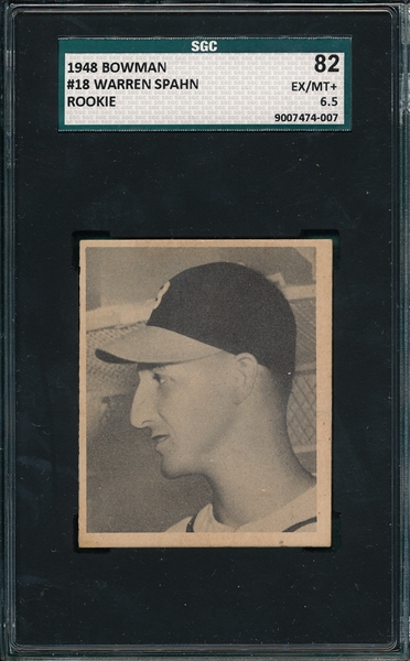 1948 Bowman #18 Warren Spahn SGC 82 *Rookie* 