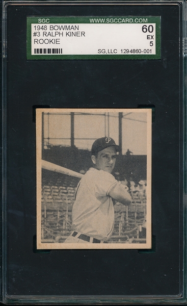 1948 Bowman #3 Ralph Kiner SGC 60 *Rookie* 