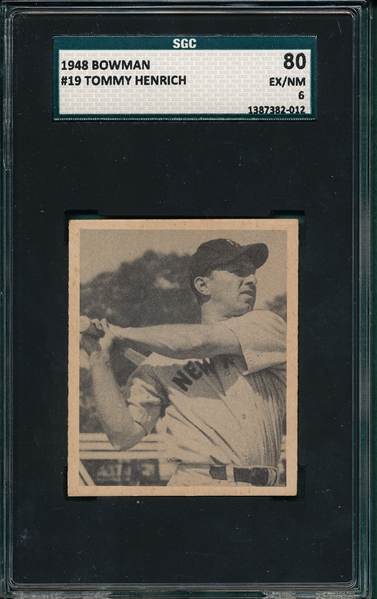 1948 Bowman #19 Tommy Henrich SGC 80